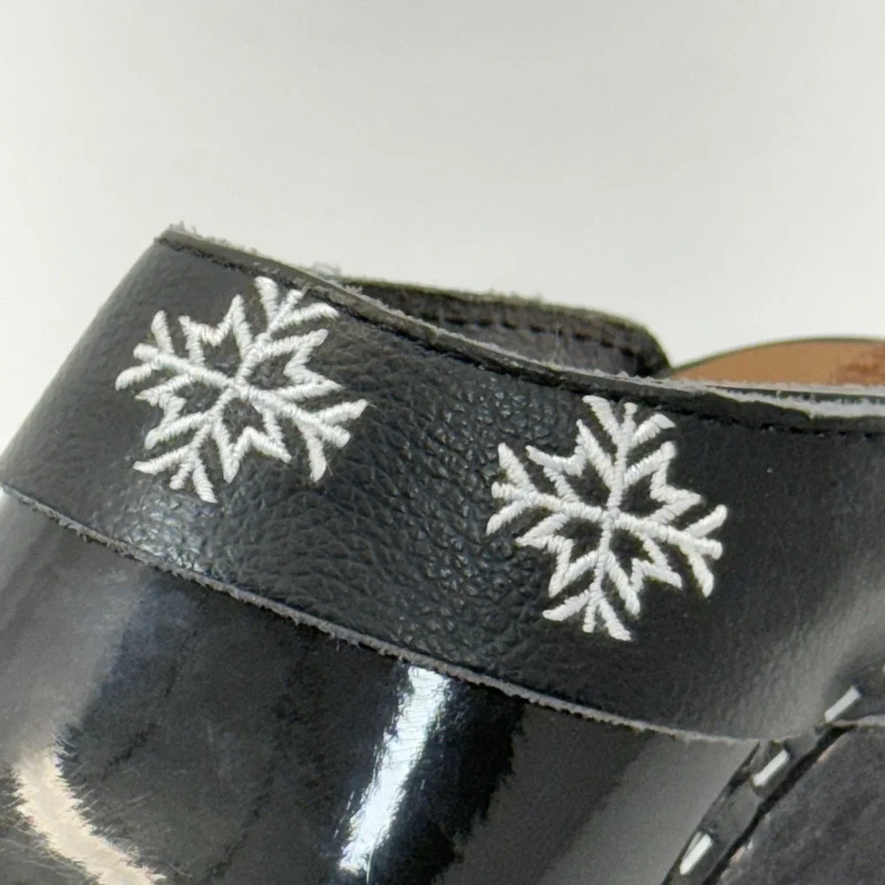 Hanna Andersson Toddler Clogs Black Patent Leather Snowflake EU 26 US 9.5-10‎